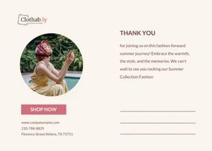 Peach Summer Fashion Direct Mail Postcard - Seite 2