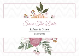 Free  Template: Cartes postales "Save The Date" à fleurs roses