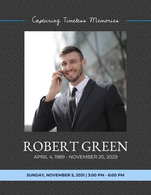 Free  Template: Black And Blue Pattern Celebration of Life Invitation