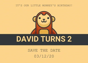 Monkey Birthday Save The Date Invitation