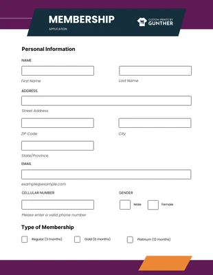 business  Template: Purple and White Simple Membership Business Form