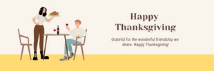 Free  Template: Beige And Yellow Minimalist Illustration Happy Thanksgiving Banner