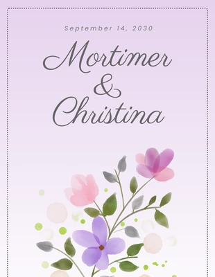 premium  Template: Blumenviolettes Hochzeitsetikett