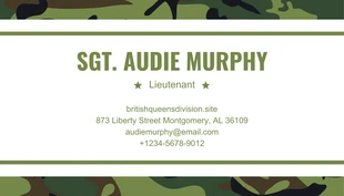 White And Green Professional Pattern Military Business Card - Pagina 2