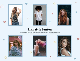 Free  Template: Collage de coiffure de femme mignonne bleu doux