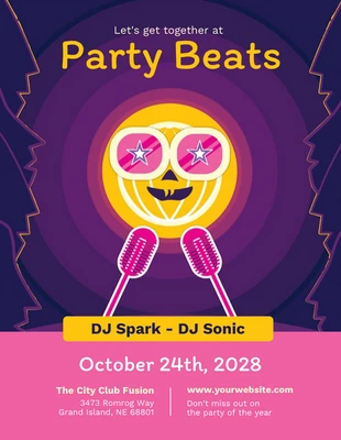 Free  Template: قالب ملصق حفلة موسيقى DJ باللونين الوردي والأصفر