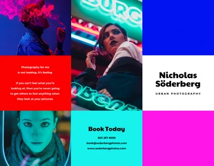 business  Template: Neon Photography Tri Fold Brochure