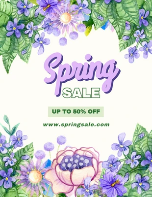 Free  Template: Light Yellow Playful Floral Watercolor Spring Sale Poster