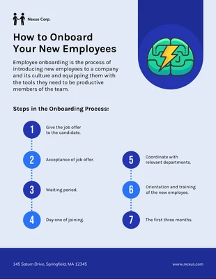 Free  Template: Blue New Employee Onboarding Checklist Template