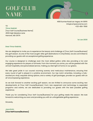 Free  Template: Light Yellow And Green Simple Business Golf Letterhead