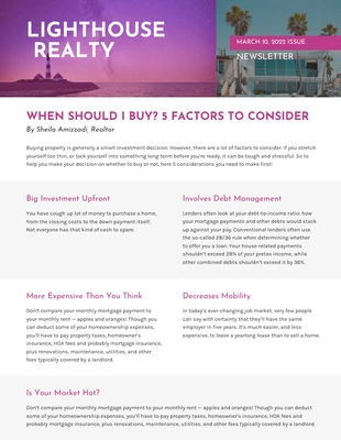 Free  Template: Lettre d'information sur l'immobilier violet clair