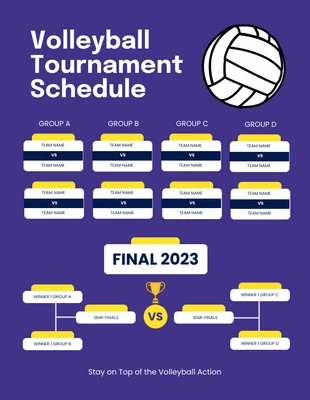 Free  Template: Blue Modern Corporate Volleyball Tournament Schedule Template
