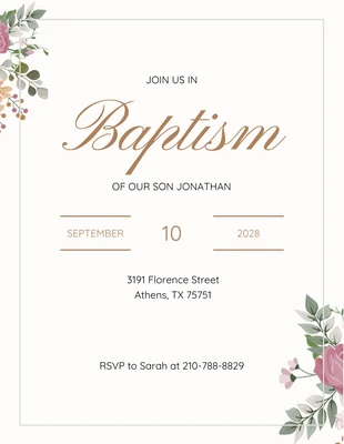 Free  Template: Convite de batismo minimalista em dourado e verde