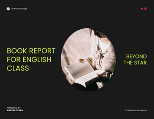 Free  Template: Schwarze Neon-einfache Buchbericht-Bildungspräsentation