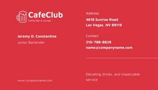 Professional Red and Blue Bartender Business Card - Pagina 2