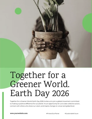 Free  Template: Plakat zur Kampagne zum Tag der Erde in Weiß und Grün