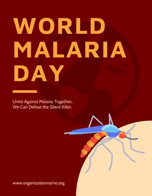 Free  Template: ملصق توضيحي لليوم العالمي للملاريا باللونين الأحمر والبرتقالي