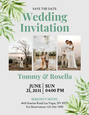 Free  Template: Light Grey Modern Wedding Invitation Flyer