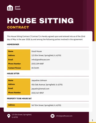 Free  Template: House Sitting Contract Template