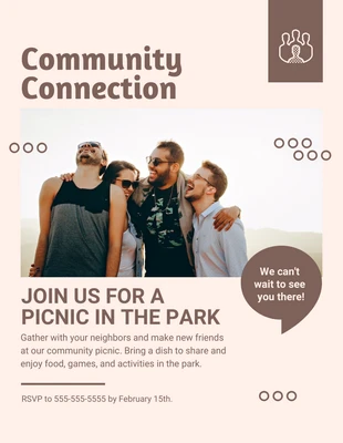 Free  Template: Cremefarbener und brauner Community-Connection-Flyer