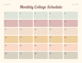 Free  Template: قالب جدول الكلية الشهري لألوان الباستيل