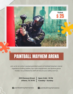 Free  Template: Green Olive Paper Texture Paintball Promotion Flyer
