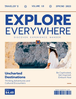 business  Template: Capa de revista de viagens minimalista marrom e azul