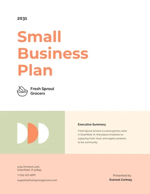 Free  Template: Plan de pequeñas empresas de colores pastel de verano