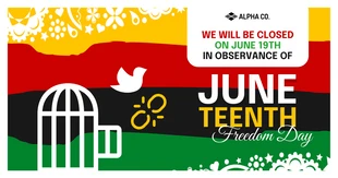 Free  Template: Juneteenth: إعلان إغلاق عطلة يوم الحرية على فيسبوك