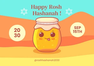 Free  Template: Tarjeta colorida juguetona feliz de Rosh Hashaná