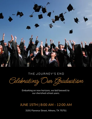 Free  Template: Black And Yellow Simple Congratulations Graduation Poster