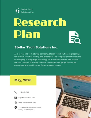 Free  Template: Lime Green And White Research Plan