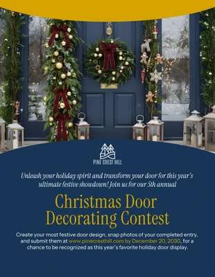 Free  Template: Plantilla de folleto para concurso de decoración navideña en puertas
