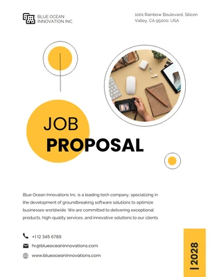 Free  Template: Proposta di lavoro professionale del cerchio giallo