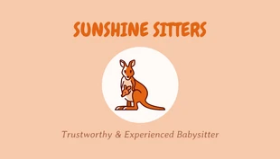 Free  Template: Cream Orange Simple Minimalist Cute Babysitting Business Card