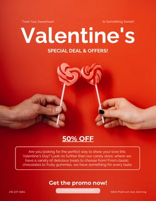 Free  Template: Red Rose Valentine's Special Offer Poster
