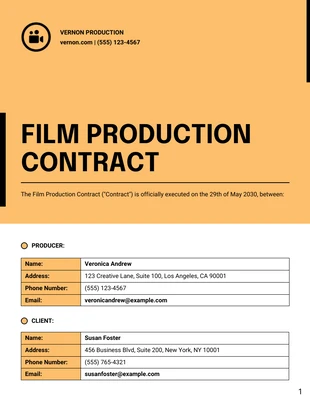 business  Template: Film Production Contract Template