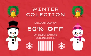 Free  Template: Red Modern Texture Christmas Winter Coupons
