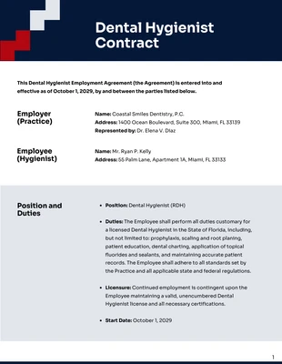 premium interactive Template: Modèle de contrat d'hygiéniste dentaire