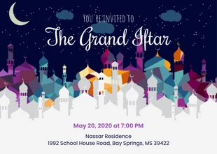 premium  Template: Colorful Mosque Ramadan Invitation Card