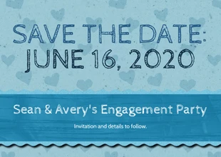 Free  Template: Blue Save the Date Engagement Invitation