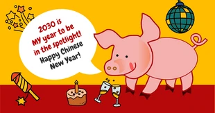 Free  Template: Publicação engraçada do Ano do Porco no Facebook