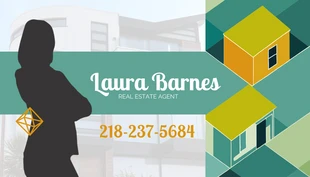 Free  Template: Real Estate Agent Business Card with Geometric Shape