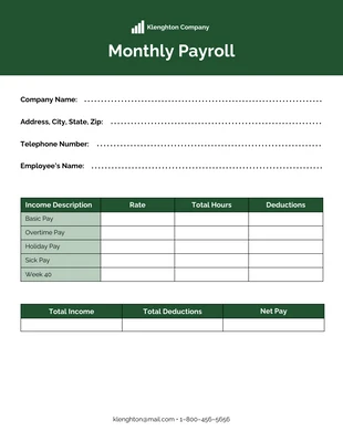 business  Template: Modelo de relatório de resumo da folha de pagamento