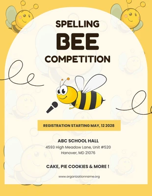 Free  Template: Yellow and White Spelling Bee Competition Poster Template