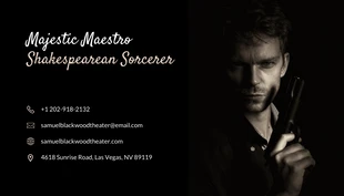 Black Simple Professional Actor Business Card - Seite 2