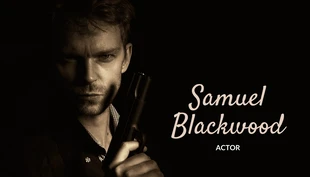 Free  Template: Black Simple Professional Actor Business Card