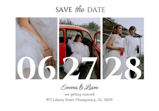 Save the date de mariage minimaliste avec grille d'images