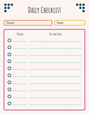Free  Template: Creme Einfache tägliche Checkliste