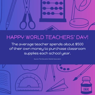 Free  Template: Gradient World Teachers' Day Fact Instagram Post